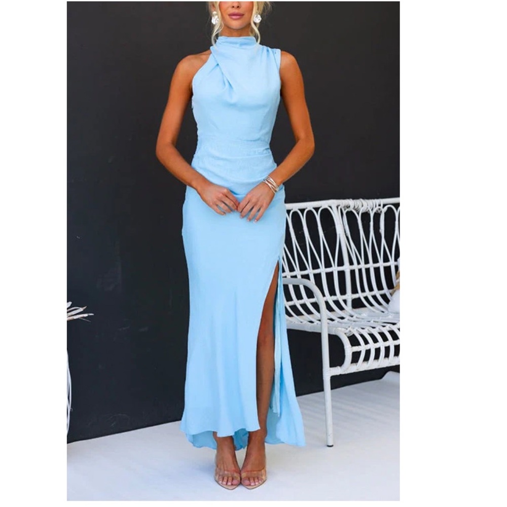 Elegant Asymmetrical Sky Blue Dress